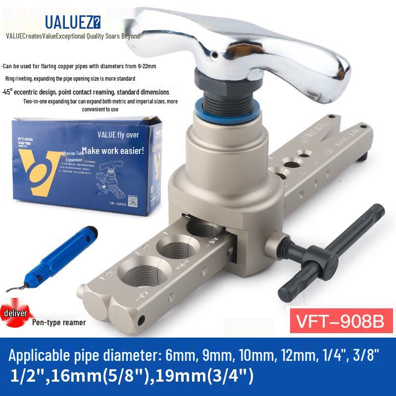 Copper Pipe Flaring and Reaming Tool VFT-908 (Metric & Imperial)