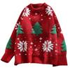 Loose outer wear lazy new sweater female autumn and winter student red versatile retro Christmas pullover knitted sweater top