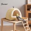 Plush Hanging Bird Nest Parrot Bed, Winter Sleeping Hut, Cozy Fleece Hideout Cage Cave Accessory for Cockatiels Budgies Lovebirds Small Birds