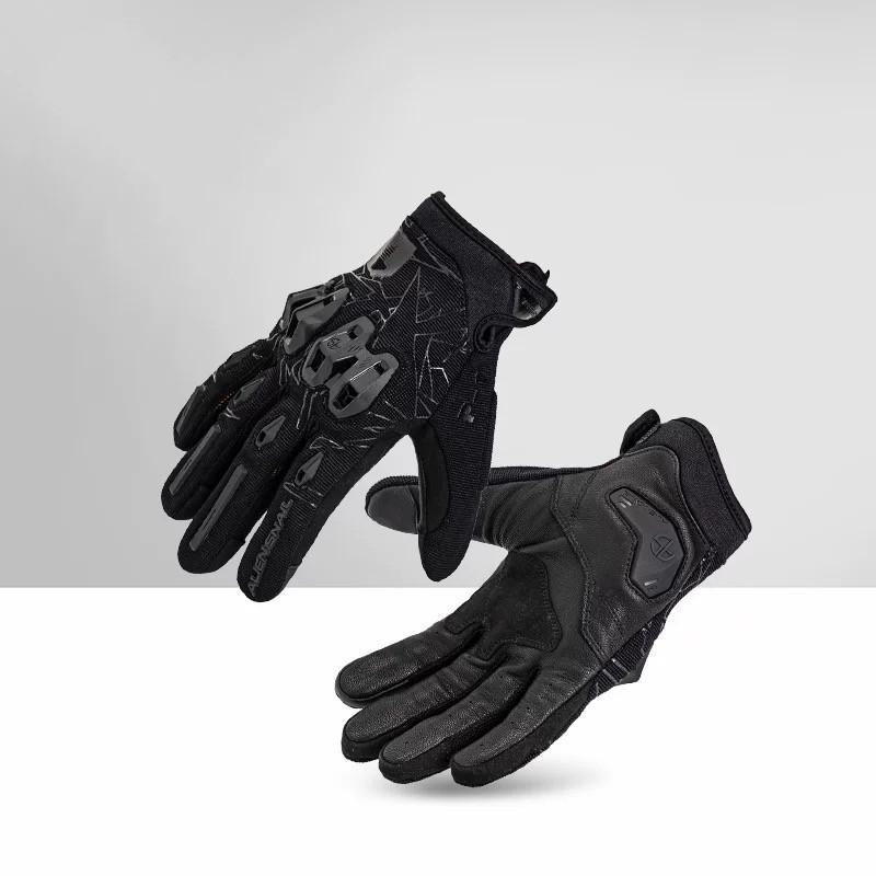 

Multi-function Breathable Touch Screen Anti-drop Motorcycle Gloves Man Outdoor Cycling Locomotive Non-slip Leather Gloves M чёрный