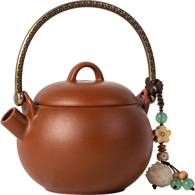 Original Purple Clay Anti-Scald Kung Fu Teapot with Handle - Chinese Style Ceramic Teapot in Gift Box