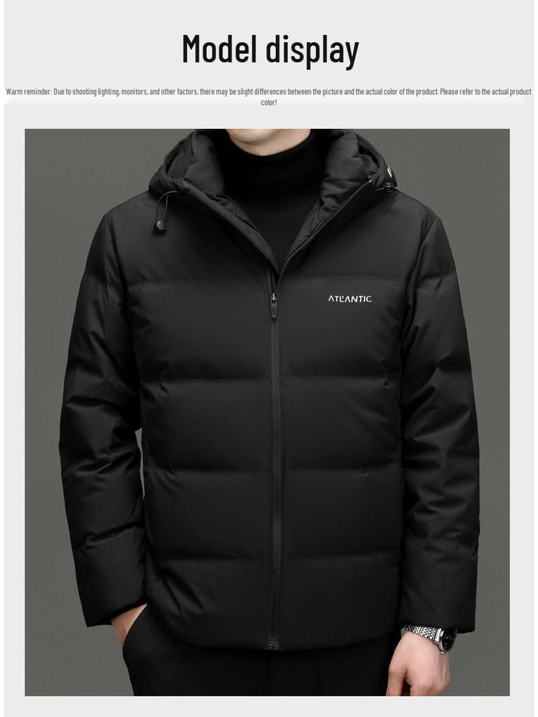 Men's Gradient Color Hooded Down Jacket - Winter Casual, Warm, Thickened Outerwear for All Ages