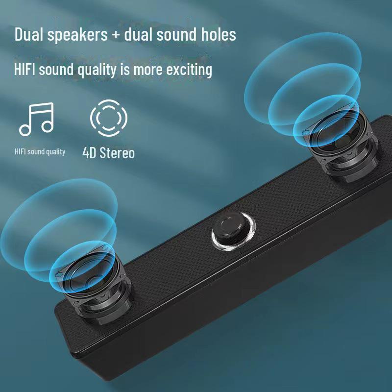Bluetooth Desktop Speaker - Compact, Stereo Soundbar with Subwoofer for PC and Notebook