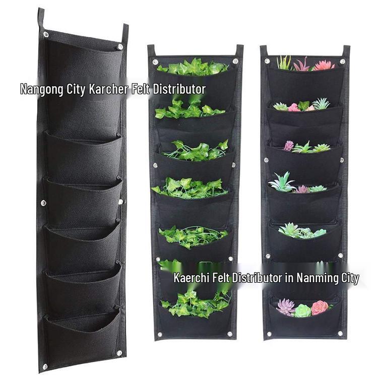 Reinforced Wall-Mounted Multi-layer Planting Bag with 7 & 6 Holes for Garden Horticulture.