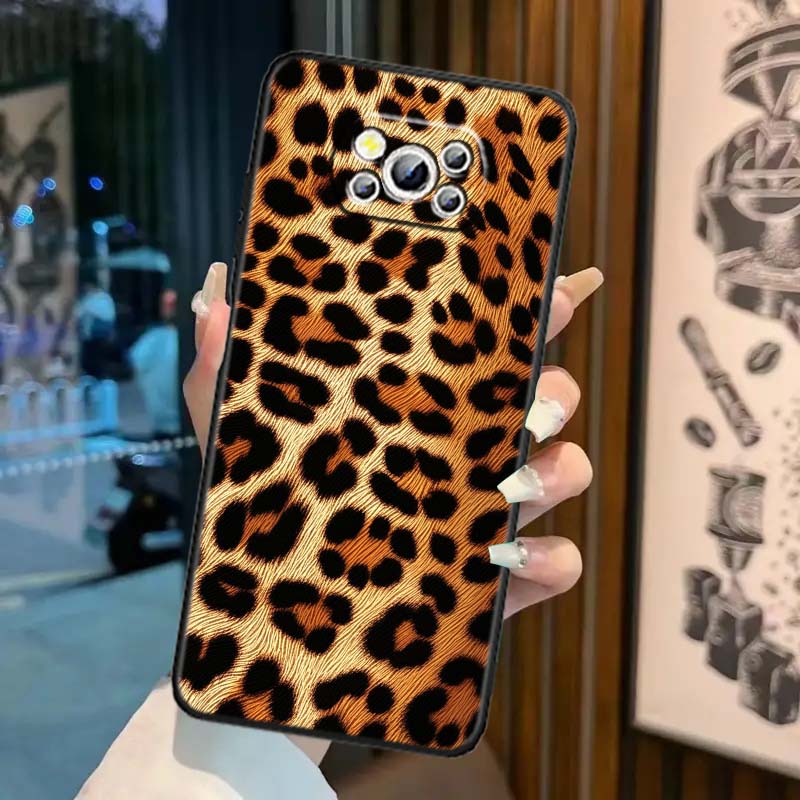 Luxurious leopard print pattern Phone Case For Xiaomi Mi Poco F3 F4 F5 F6 X3 X4 X5 X6 X7 M3 M4 M5 M6 M7 GT Pro 5G Black