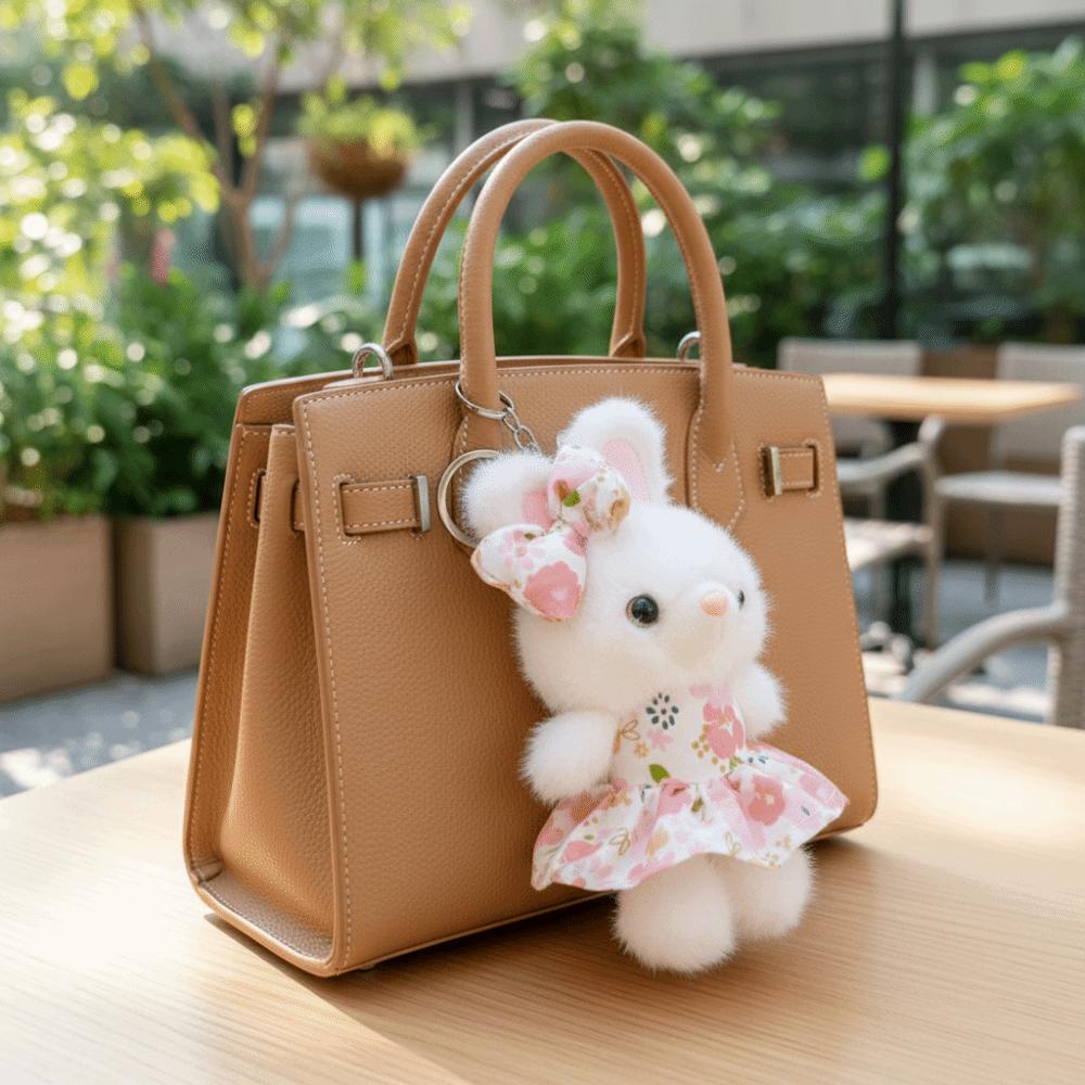 Soft Flower Skirt Bunny Pendant 12CM Rabbit Doll Pendant Fashion Stuffed Animal Keyring  Gifts