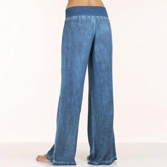Damen Hose High-Waist Elastischer Bund Lockere Passform Weiter Bein Hosen Weicher Atmungsaktiver Stoff Lässig Yoga Reise Hose Täglich