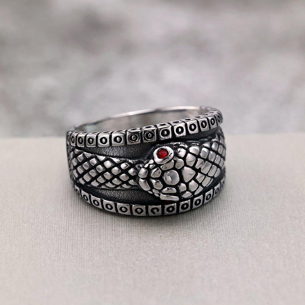 Retro Stainless Steel Men's and Women's Suitable Ring Solid Diamond Snake Ring