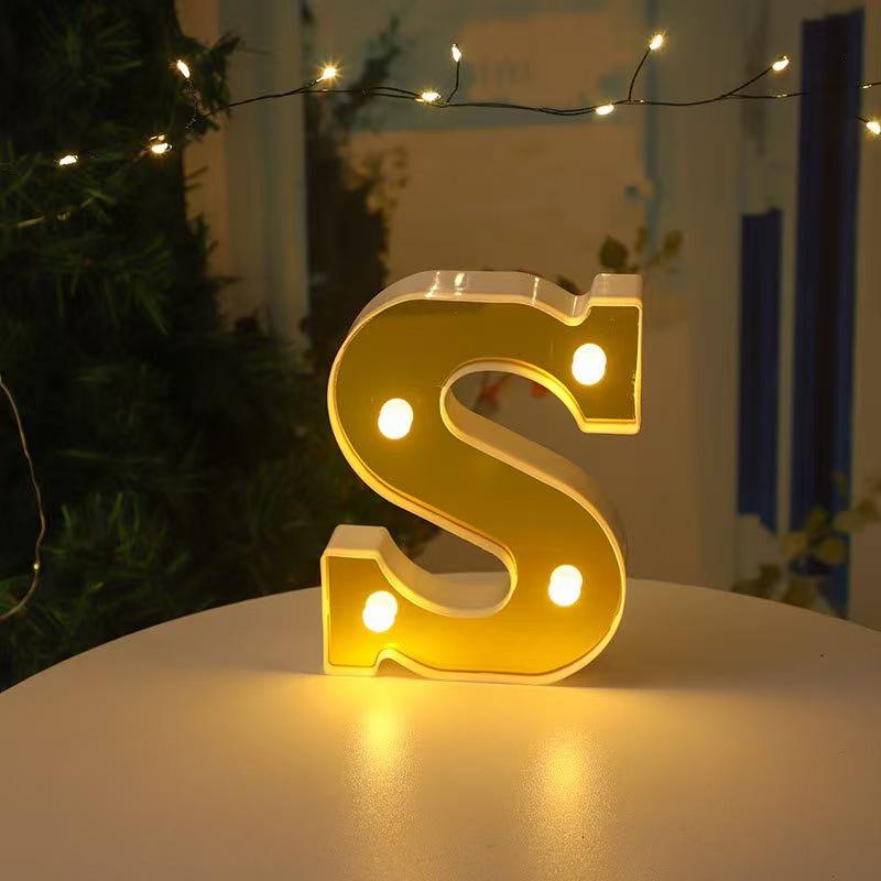 Gold LED Mirror Letter Lights - Romantic Birthday and Festive Décor