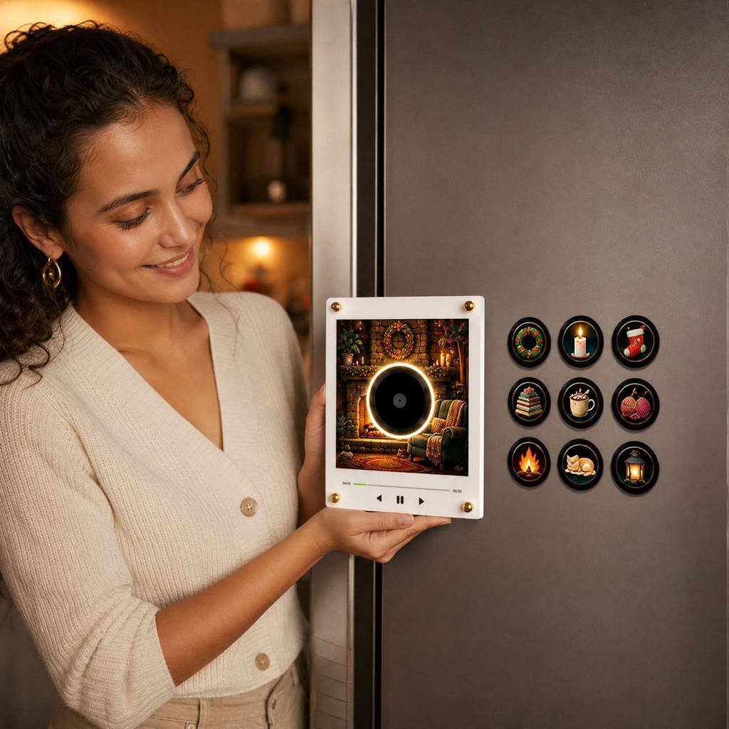 Rotating Disc Music Box Night Light with -Activated Singing Refrigerator Home Decor