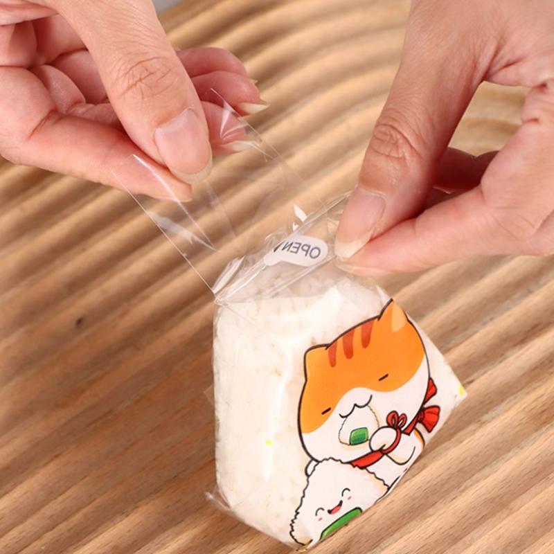50/100Pcs Lovely Cartoon Triangle Rice Ball Packing Bag Seaweed Onigiri Sushi Bento Making Mold Bento Accessories Sushi Bags