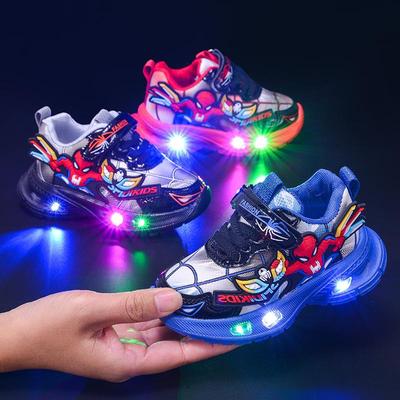Chaussures de sport lumineuses pour enfants - Collection printemps/automne 2025, en cuir confortable et léger, idéales pour la course à pied (garçons)