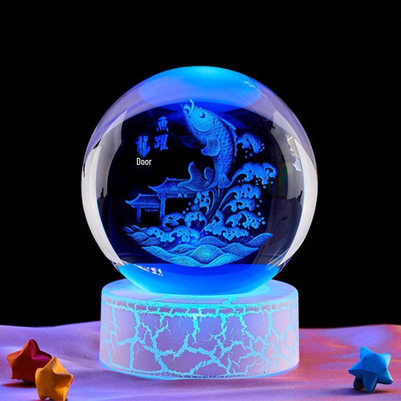 Leaping Fish Crystal Ball 3D Night Light - Creative Birthday & Qixi Festival Gift