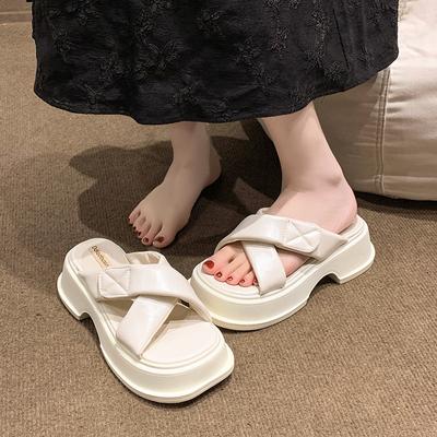 Sandales Carrées à Talons et Semelle Épaisse pour Femmes 2024 Été Nouveauté Chaussons de Mode Extérieur Chaussures pour Femmes Chaussures à Plateforme Zapatos De Mujer