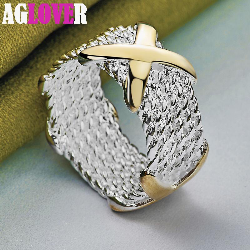 925 Sterling Sølv Gull Letter X Ring smykker