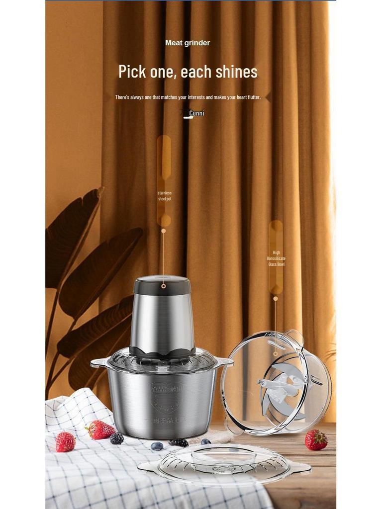 Electric Meat Grinder & Food Processor: Multi-Functional Chopper for Meat, Vegetables, Dumplings, Garlic, and More. Perfect for Home Use.