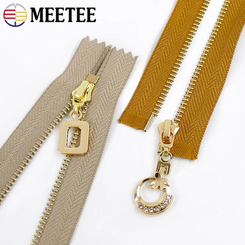 3Pc Meetee 15-70cm 3# Metal Zippers Auto Lock Zip for Clothes Purse Pocket Zipper Closures Repair Kit DIY Bag Sewing Accessories