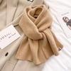 Korean Version Solid Color Versatile Bear Logo Scarf for Women Autumn and Winter Warm Knitted Cute Couple Student Scarf
