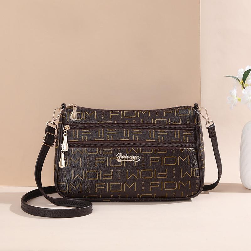 New bag multi-layer zipper oblique span bag large capacity versatile shoulder bag fashionable small square bag