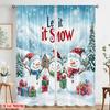 2 Stück, 2D-Flachdruck Kreative Vorhänge Winterschneeszene und Schneemann (2) Vielseitiger Polyesterstoff (ohne Stange) Wohnkultur