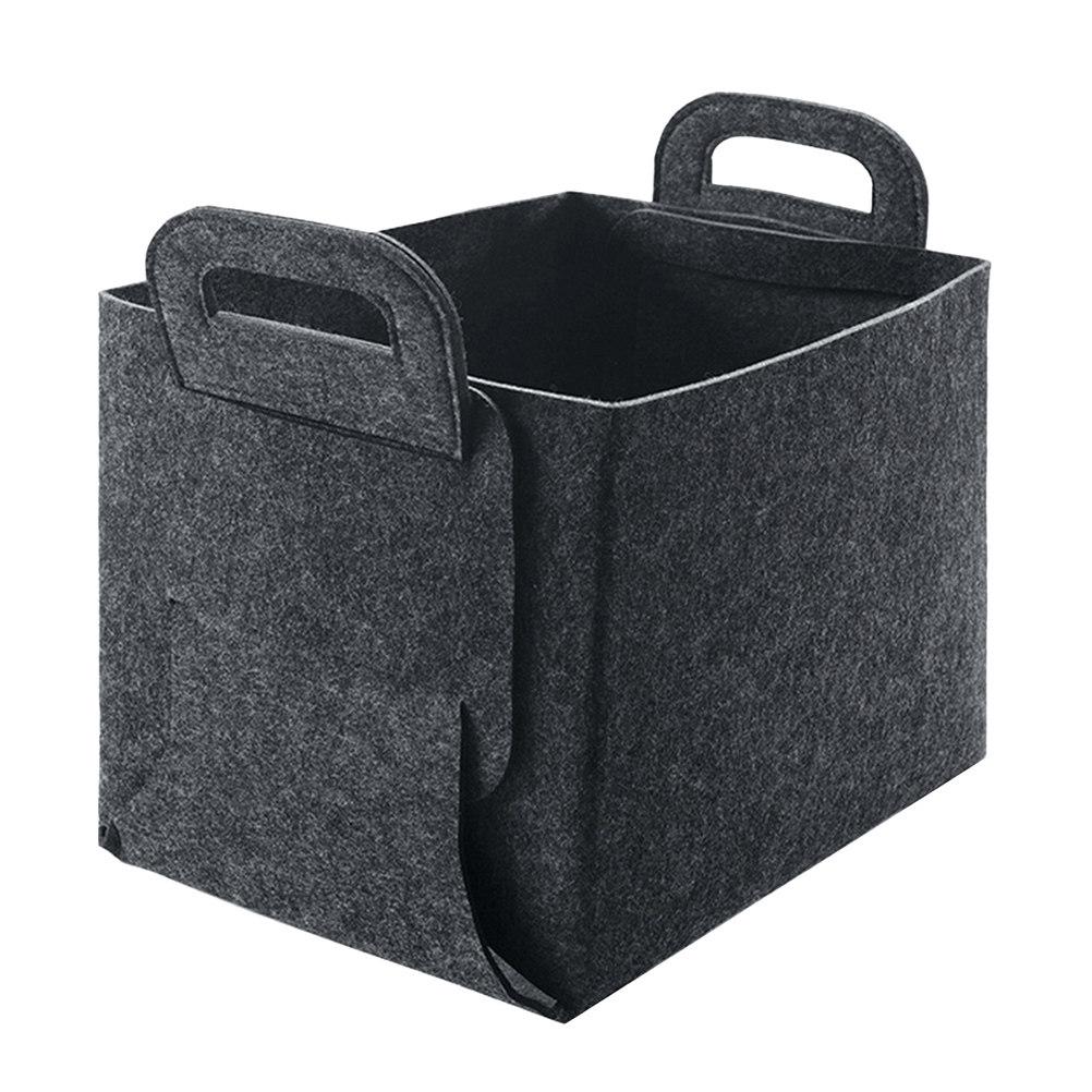 Felt Storage Basket Grey Medium Size Foldable Handles Laundry Room Sundries Organizer Clothing Storage Sundries Organizer