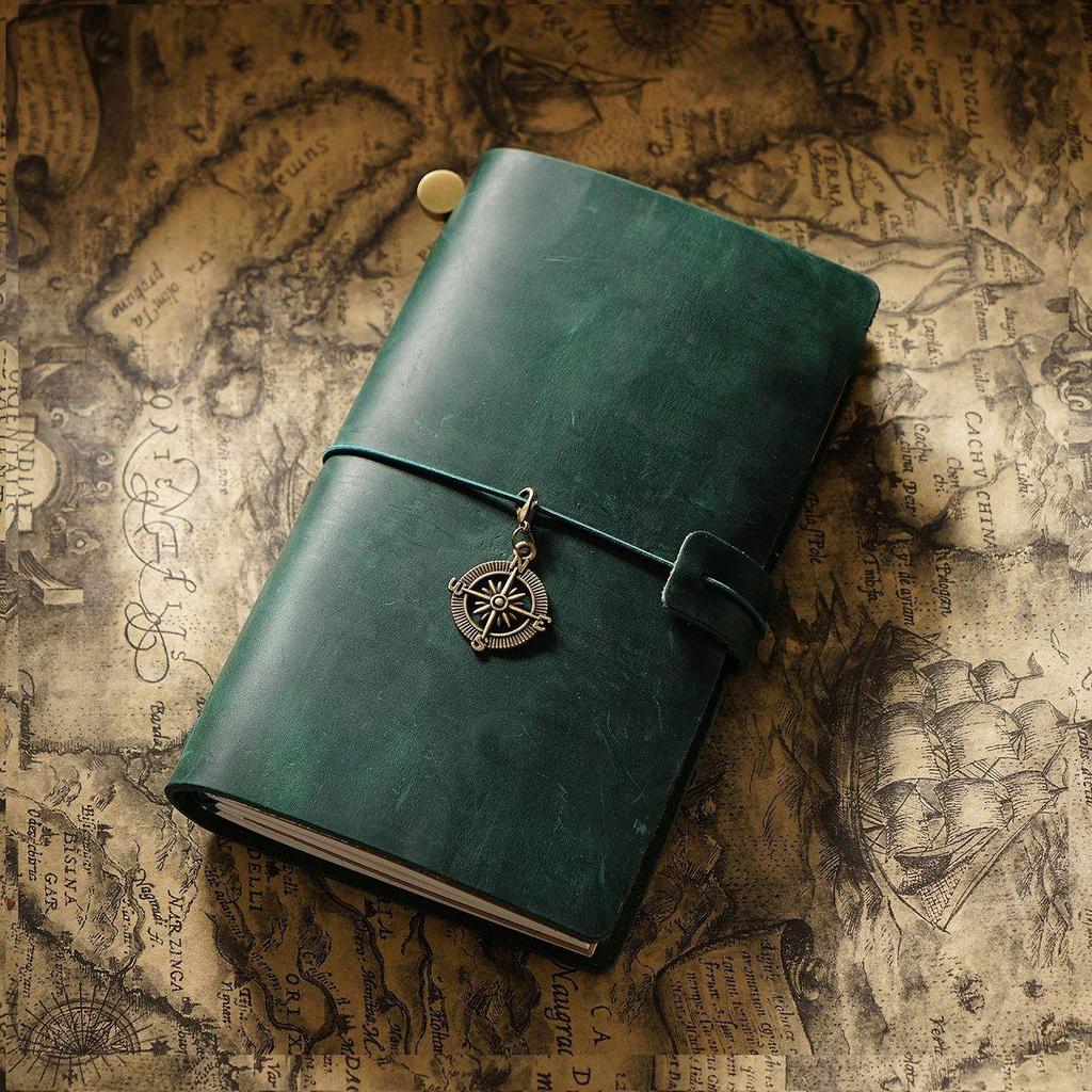 Vintage Full Grain Leather Planner Diary Notebook with Loose Leaf Pages A5 Size Sewing Bound Gift