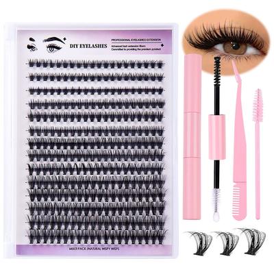 DIY Lashes Extension Kit Eyelashes 280 PCS 8-16mm Clusters Lash Bond and Seal Makeup Tools for Gluing Lashes Gluing Glue