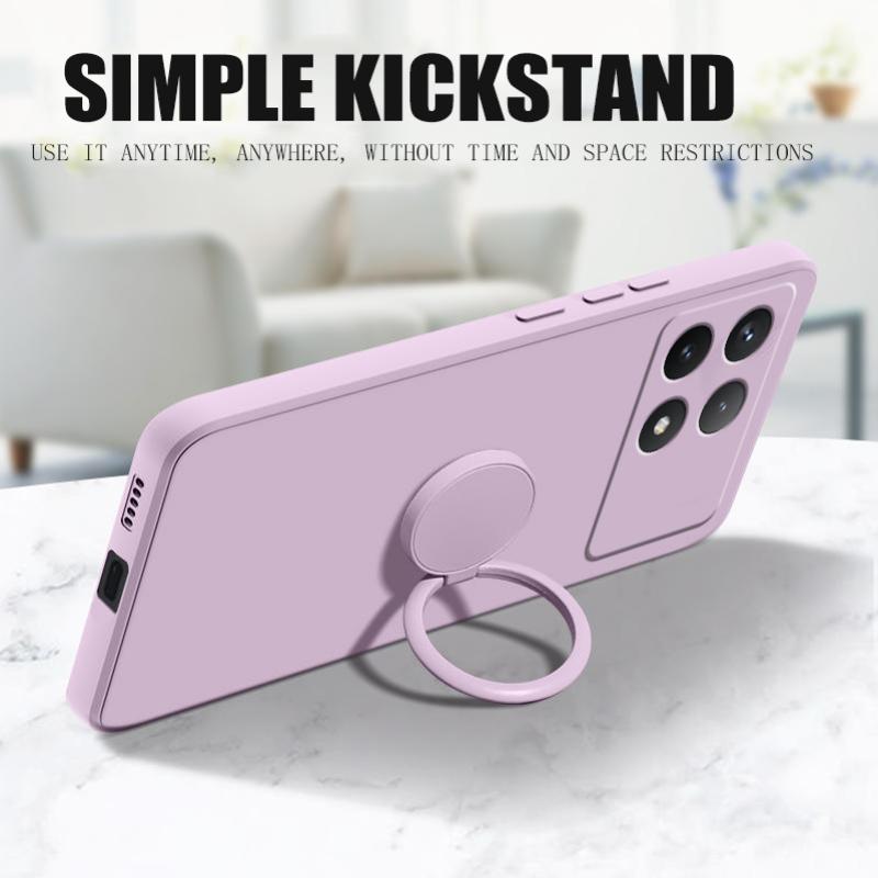 Case For Xiaomi Poco X6 Pro Case Liquid Silicone Ring Stand Shell Coque For POCO X6 Pro Cover Shockproof Redmi K70E Bumper Back Funda