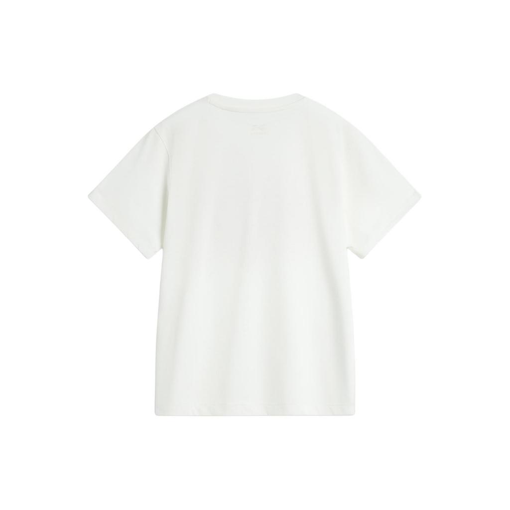 Li Ning Disney Collaboration Cartoon Anime Letter Round Neck Pullover Short Sleeve T-Shirt Women T-Shirt Off-White AHSU770-1