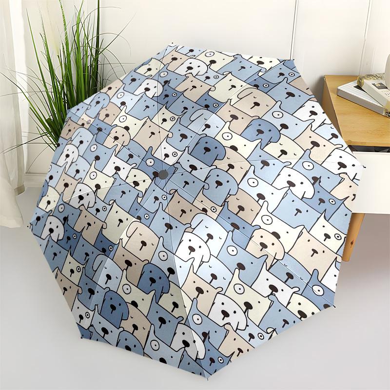 1pc Doodle Dogs Pattern Umbrella with Plastic Handle,Vibrant Cartoon Pattern,Multi-functional UmbrellaPT258