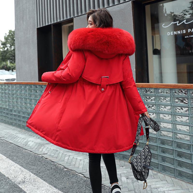 Parka Lunga con Fodera in Pelliccia Calda Giacca Invernale Donna S Abbigliamento Taglia Forte 6XL Medio Lungo Cappotto Invernale con Cappuccio Donna Abrigo