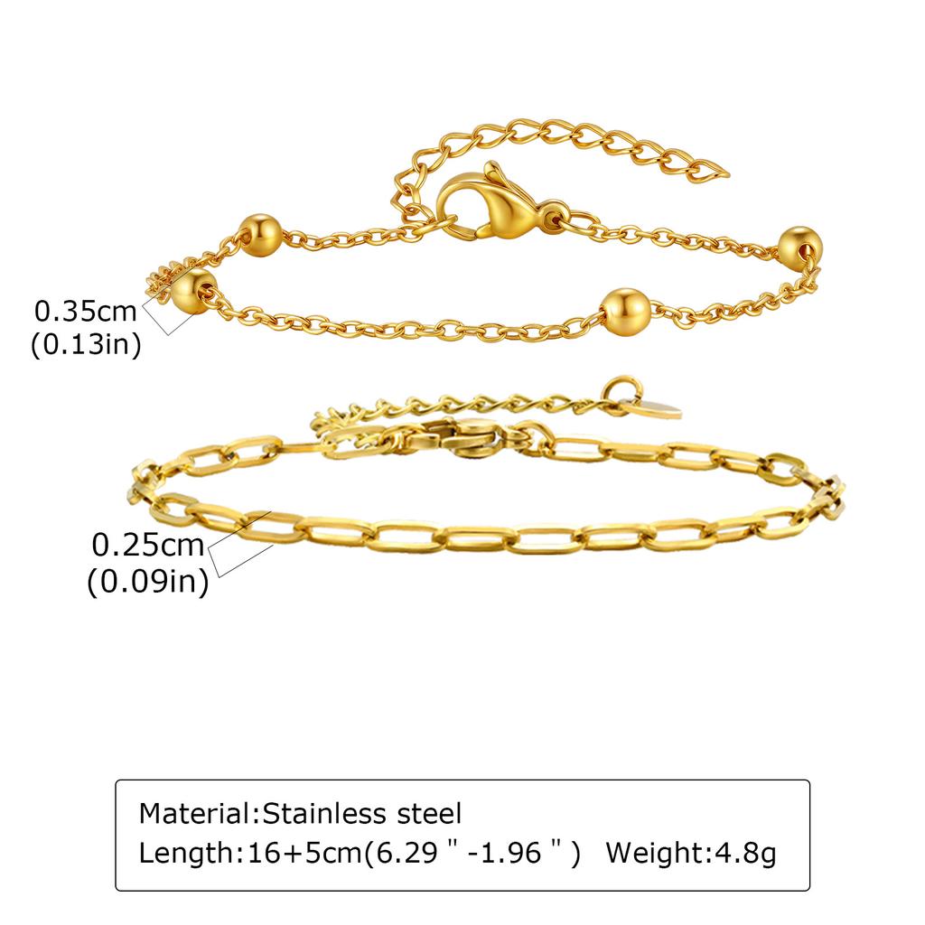 Minimalist Bracelet Women, Adjustable Layered Gold Plated Chain Bracelet Stainless Steel Tarnish Free Jewelry
