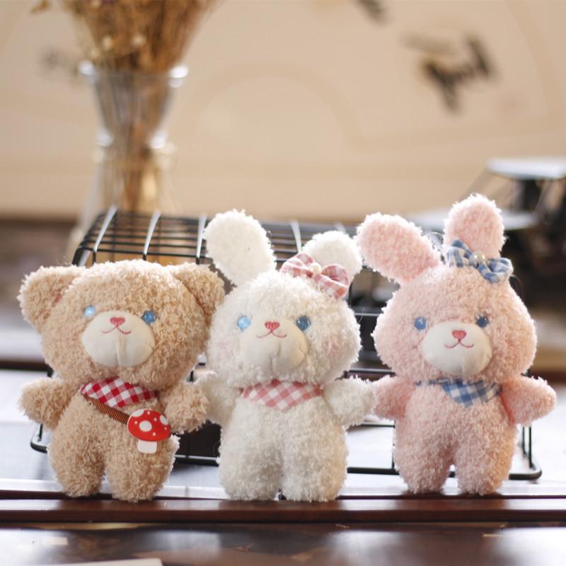 Adorable Plush Bear Keychain Soft Toy Cute Rabbit Backpack Pendant Wholesale