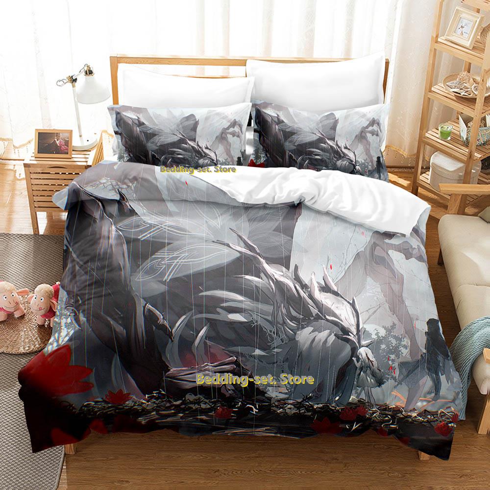 Comforter Gamw Ender Lilies Quietus Of The Knights Bedding Set Cartoon Anime Three-Piece Set Adult Kid Bedroom Three-Piece Suits 3D P