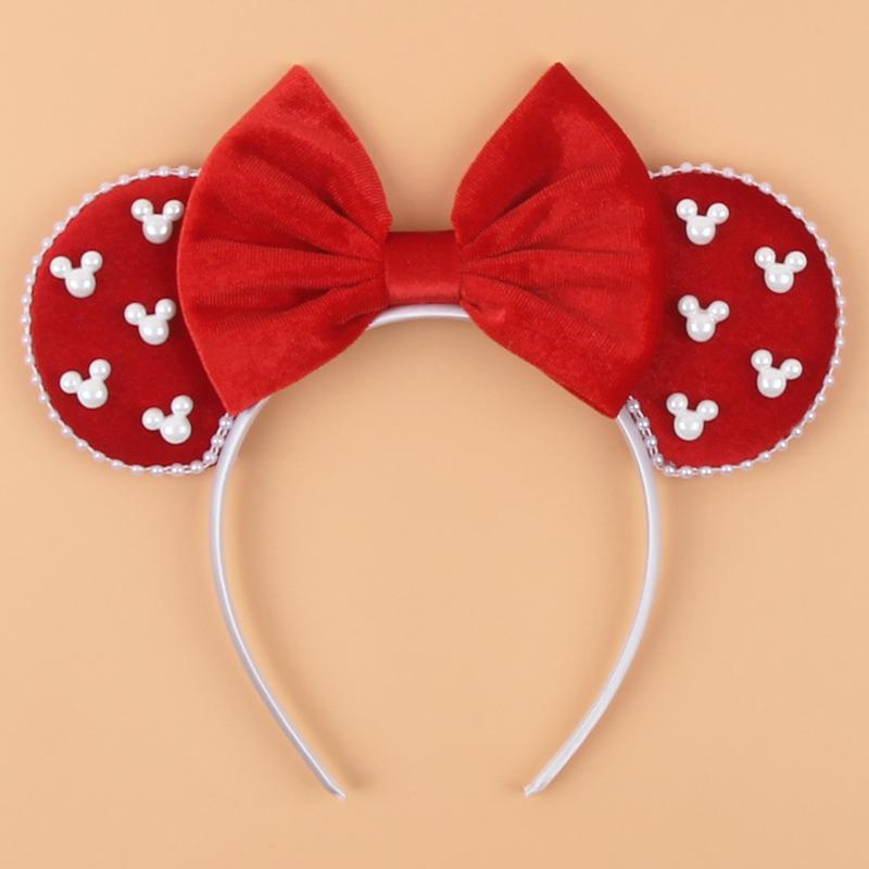 Ny Trendig Musöron Hårband Mickey 3.3" Sammet För Flickor Mjuk Rosett Hårband Halloween Festival Fest Resa DIY Håraccessoarer