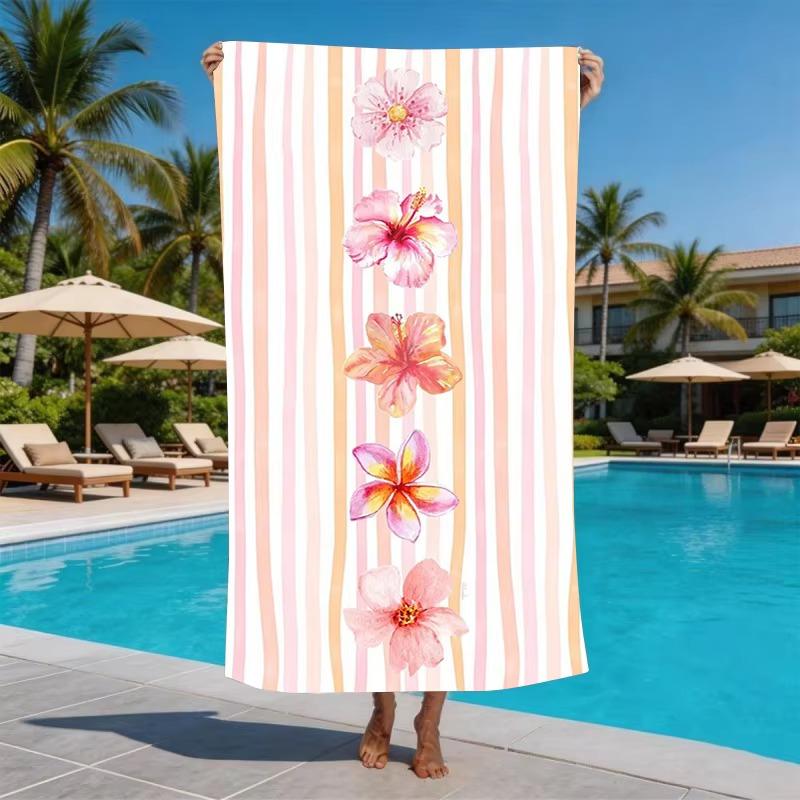 Sand Free Quick Dry Super Absorbent Swim Towel Tropical Hawaiian Hibiscus Microfiber Beach Towel Oversized Extra Large Pool