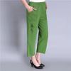 Women's Cropped Pants with Elastic High Waisted Cotton and Loose Fit for The Elderly In Summer