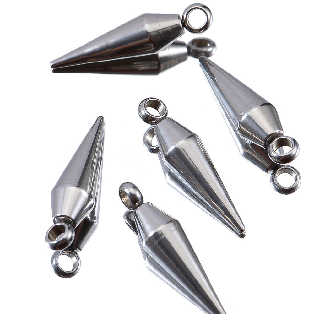 10PCS Stainless Steel Cone Bullet Choker Charms Spike Beads Pendants for Women Man Hoop Earring Necklace Jewelry Making Supplies