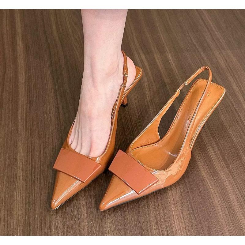 Dámské Kožené Pantofle Boty na Vysokém Podpatku Párty Lodičky Žena Letní Sandály Dámské Sandály Slingback na Vysokém Podpatku