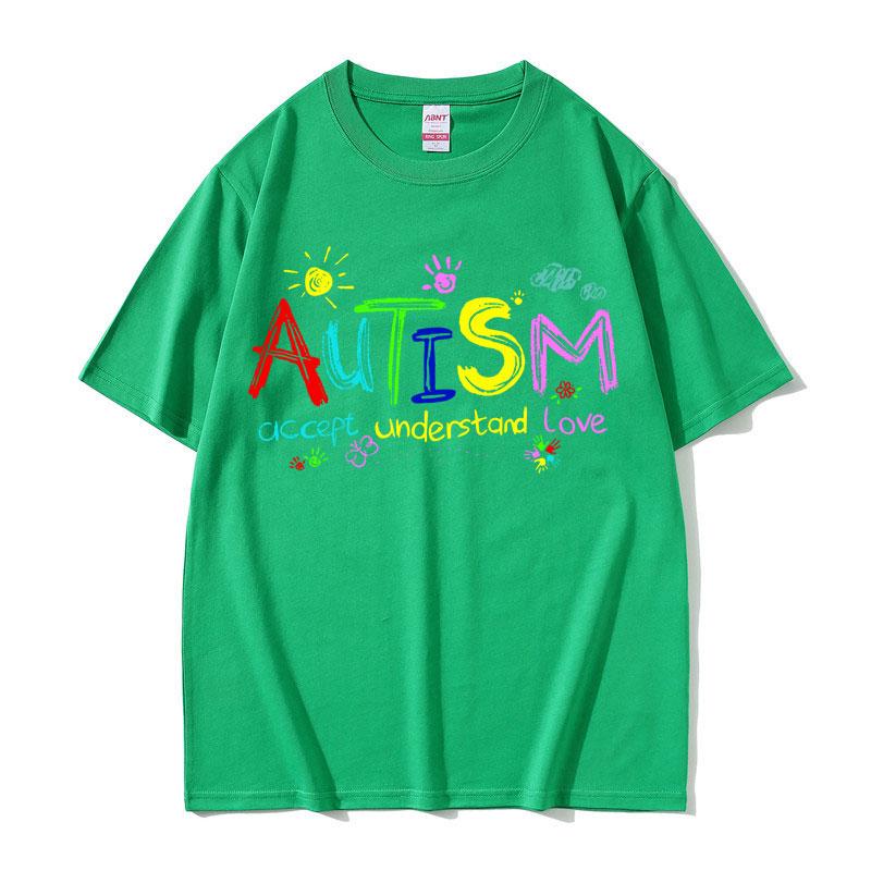 Autism Accept Understand Love Funny Meme T Shirts Men Women Casual Cotton Vintage Short Sleeve Oversized T-shirt Male Streetwear