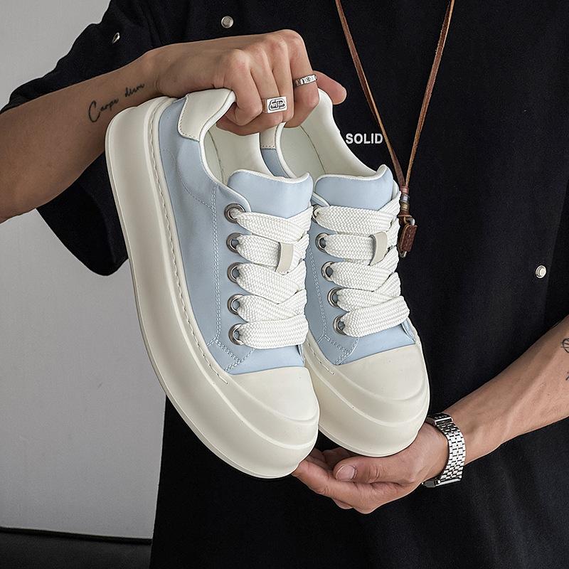 Shoes Are Fashionable and Simple 2025 New Casual Shoes Trend Versatile Thick Sole Heightening Board Shoes Lace Up Low Top