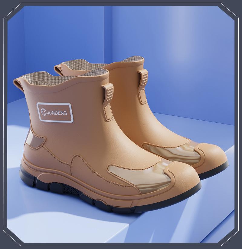 Cross-Border Fashion Men's Short Rain Boots - Trendy, Cool, Warm Rubber Wading Shoes for Outdoors