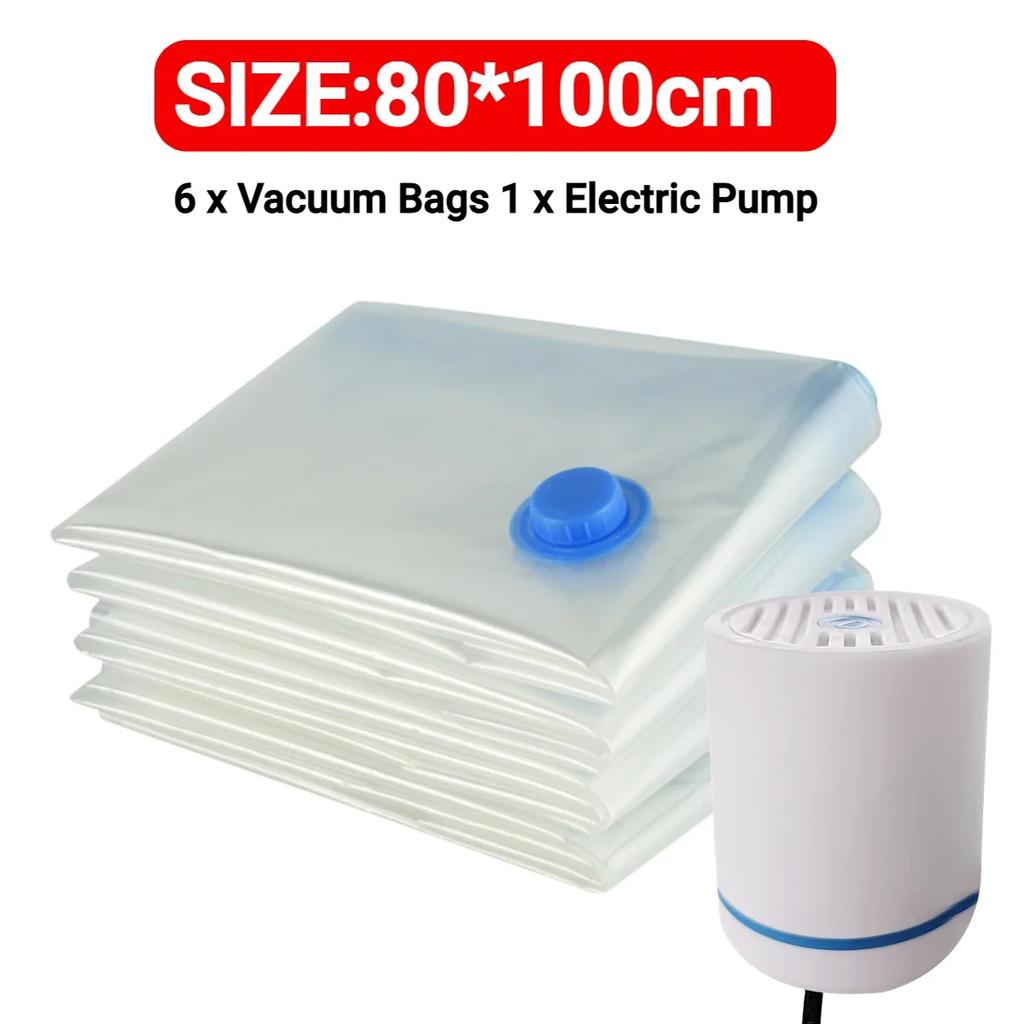 Folding Compressed Organizer Reusable Vacuum Storage Bags Dustproof Space Saving Hand Pump Blankets Clothes Pillows Organizer