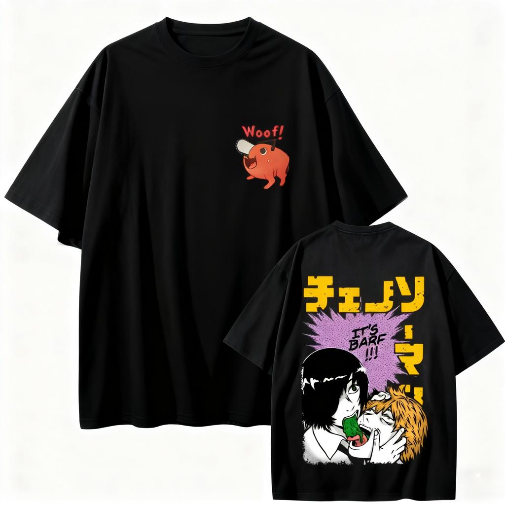 Japanese Anime Pure Cotton Short-sleeved T-shirt Crew Neck Retro Printed Cartoon Men and Women Autumn and Winter Innerwear