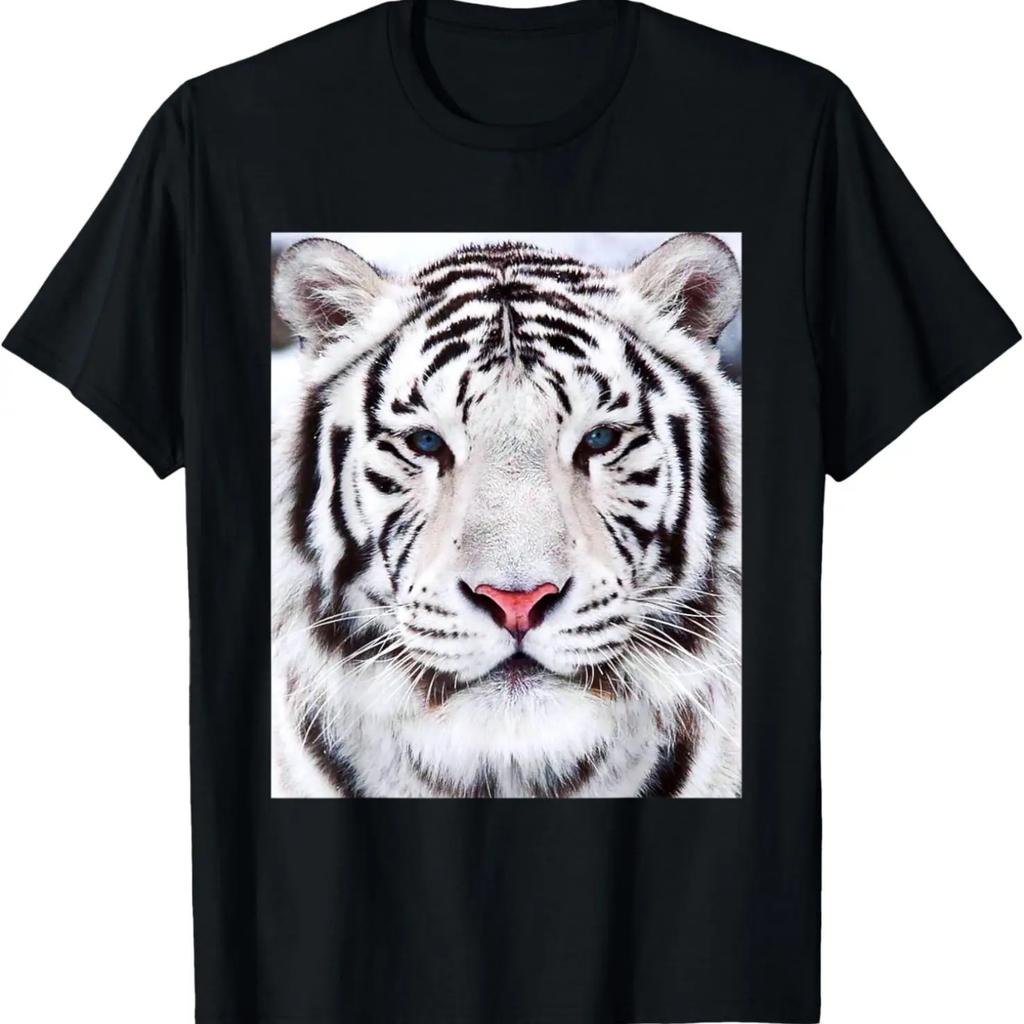 Cool Wild White Tiger T Shirt, Leopard Tiger Graphic Design T-Shirt