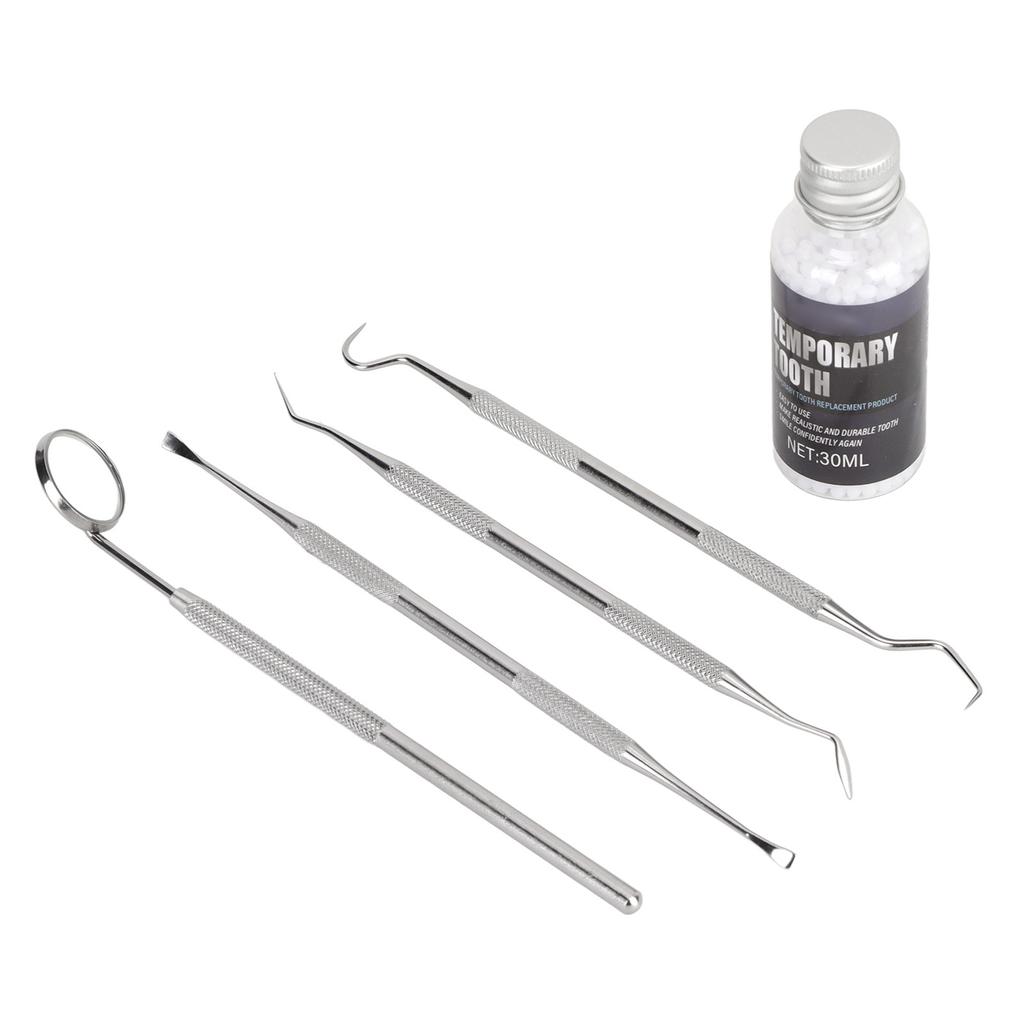Temporary Tooth Filling Bead Moldable False Teeth Stainless Steel Dental Hygiene Kit for Halloween Party