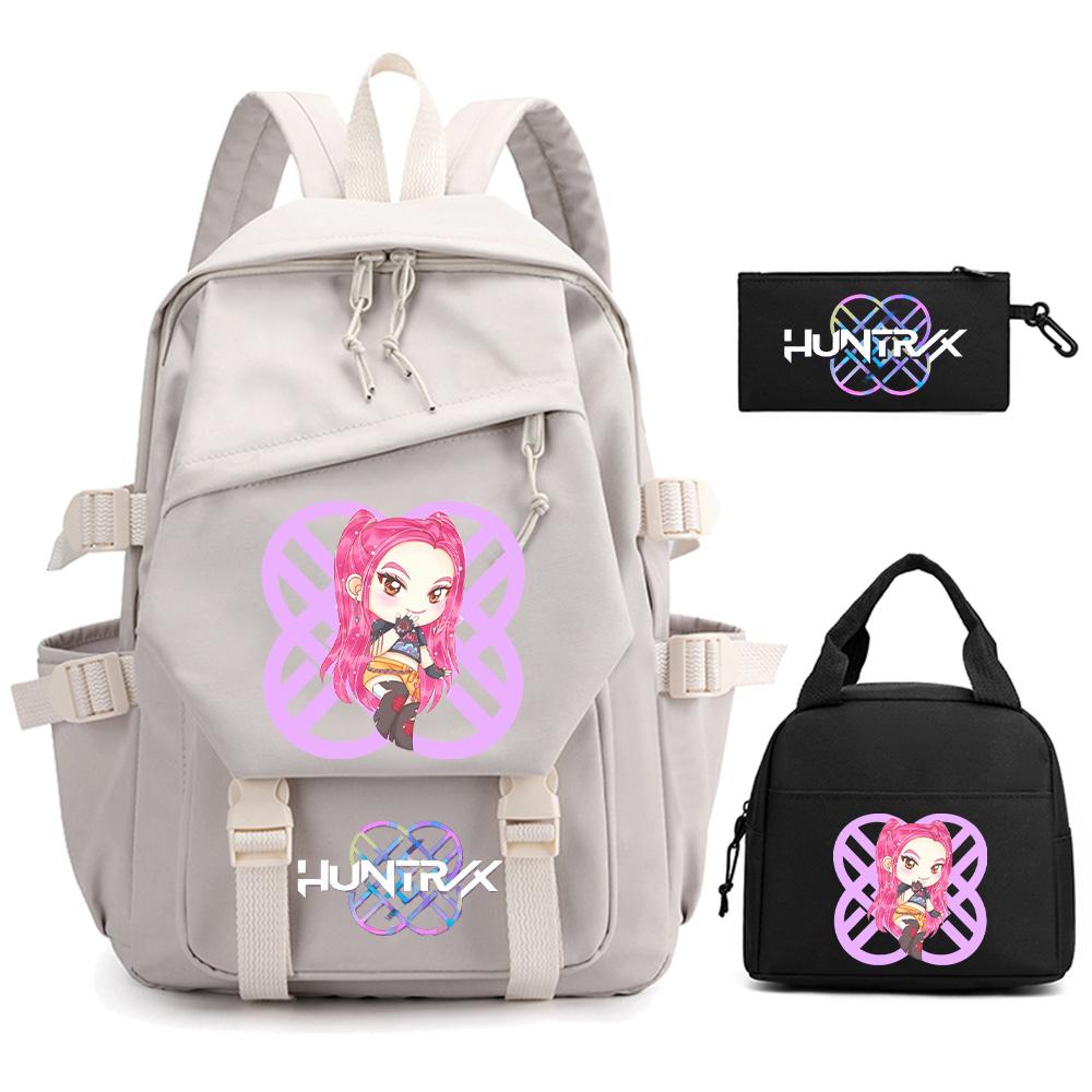 3Pcs/set K-pop Demon Hunters Printed Backpack for Teenger Boy Girl Large Capacity Schoolbag Children Student Bookbag Women Waterproof Travel Bag
