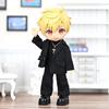 Obitsu 11 OB11 Size Outfit for Obitsu Dolls (11cm Body) Loose-Fitting Suit Set (Top and Bottoms, T-Shirt, Necklace) - 4-Piece Set (4 Colors) (Black A)