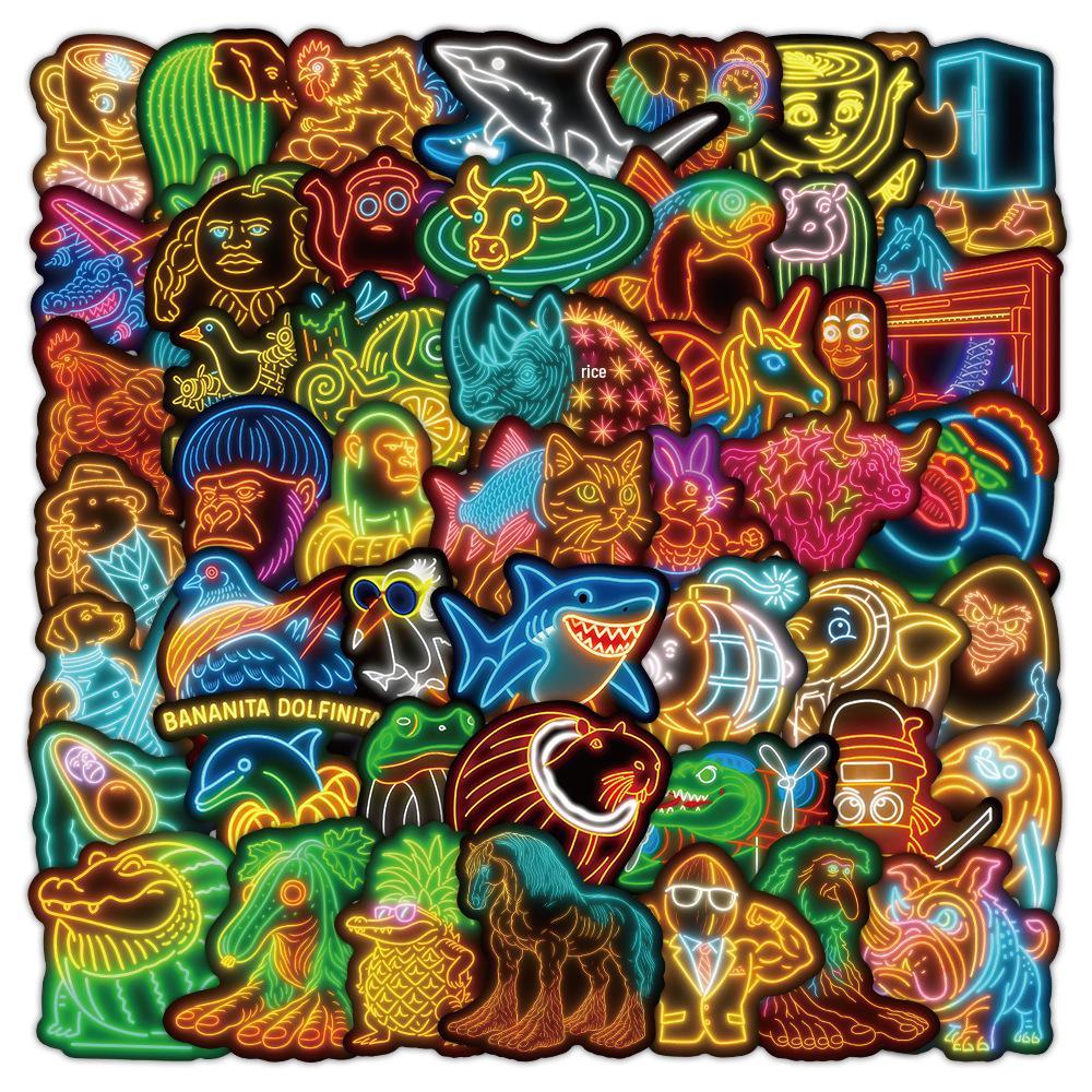 50 Creative Animal Fusion Stickers - Classic Mountains and Seas Theme, Graffiti Art, Waterproof Decals for Phones & Skateboards