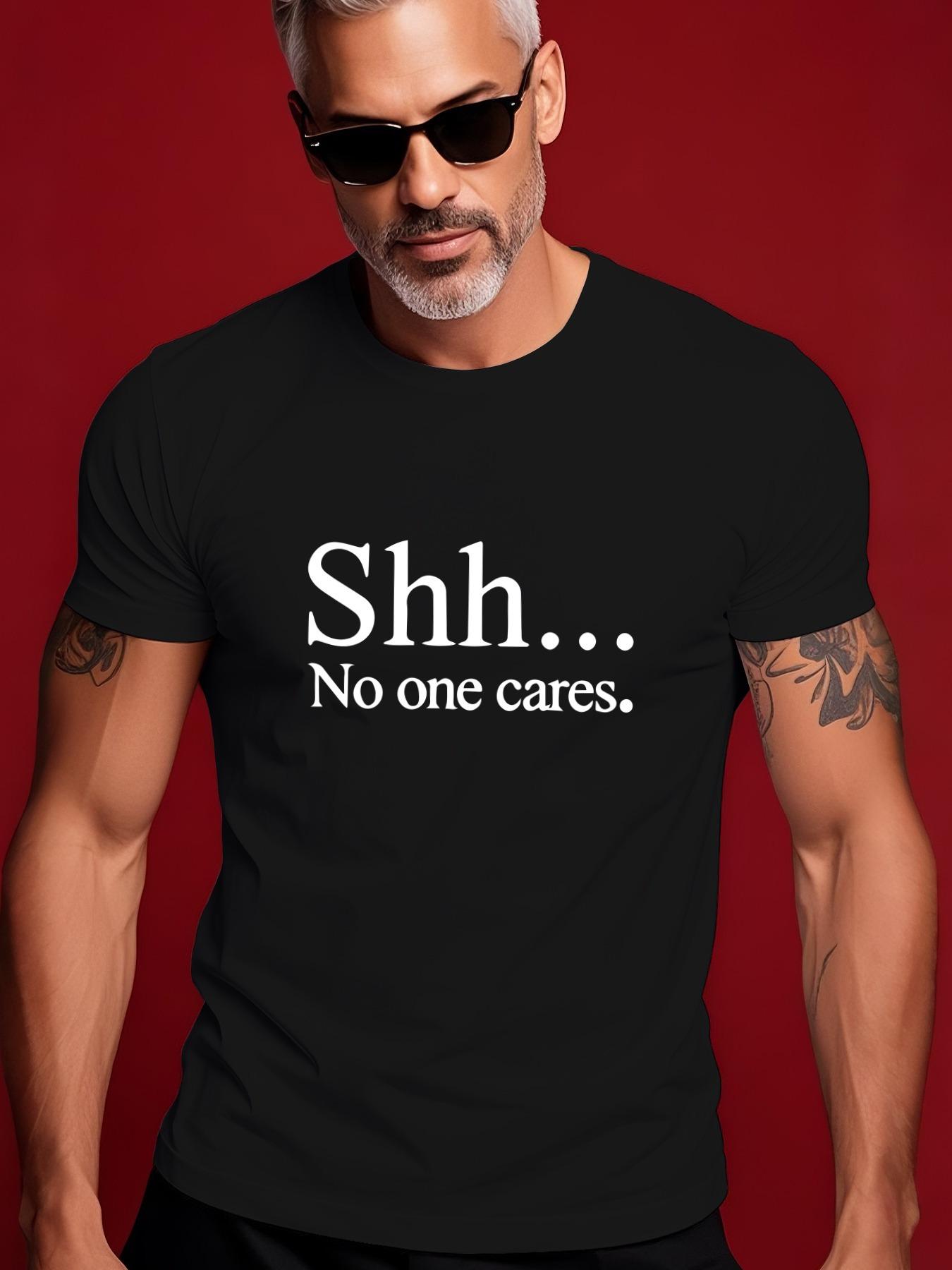 No One Cares Graphic Tee - Casual Summer Crew Neck Shor... XXXXL